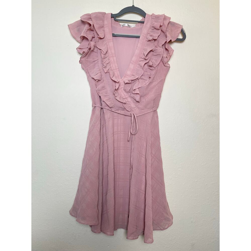 Saints Secrets Ruffle V-neck Mini Dress Pale Rose M Y2K Babydoll Chic Feminine